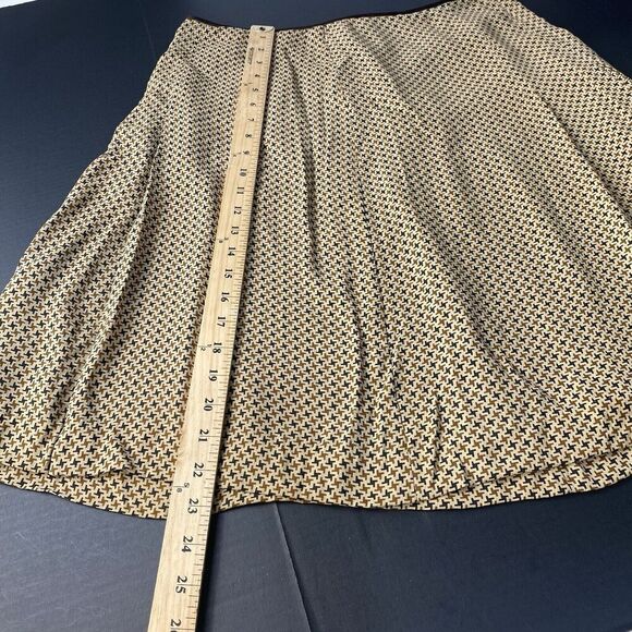 Nine West Brown Print Skirt 100% silk size 12 Women's Casual Workwear Zip - Picture 4 of 14